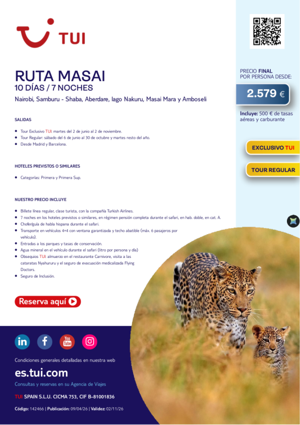 Ruta Masai. 10 días / 7 noches. Salidas desde MAD y BCN desde 2.579 &euro; 