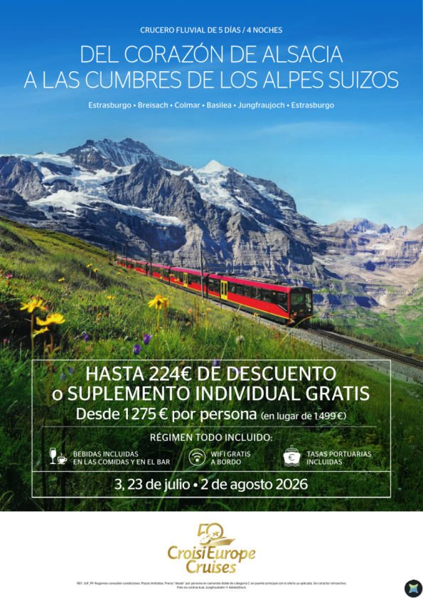 Hasta 224 &euro; de DESCUENTO - crucero del corazón de Alsacia a los Alpes - 5 días - Todo Incluido - julio y agosto