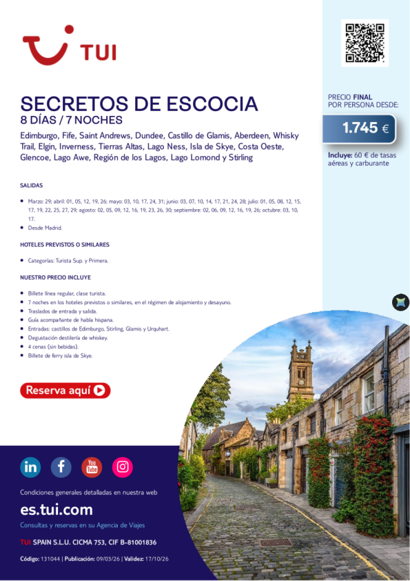 Secretos de Escocia. 8 días / 7 noches. Salidas desde MAD desde 1.745 &euro; 