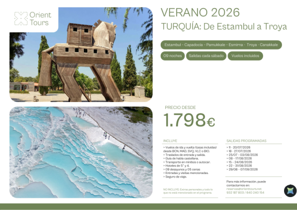 VERANO 2026 - De Estambul a Troya 09 noches con vuelos desde 1.798 &euro; 