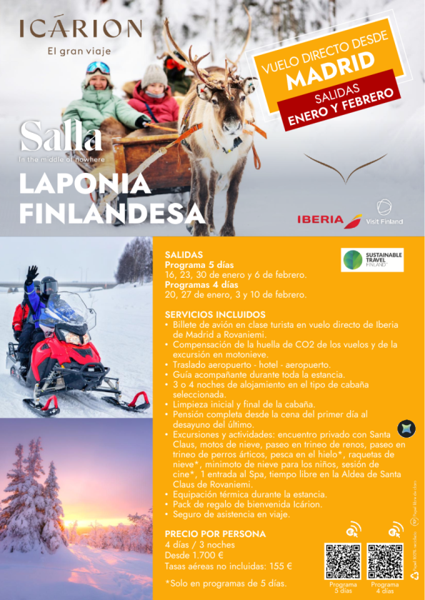 Salla. Laponia Finlandesa. Vuelo directo desde Madrid. Salidas enero y febrero