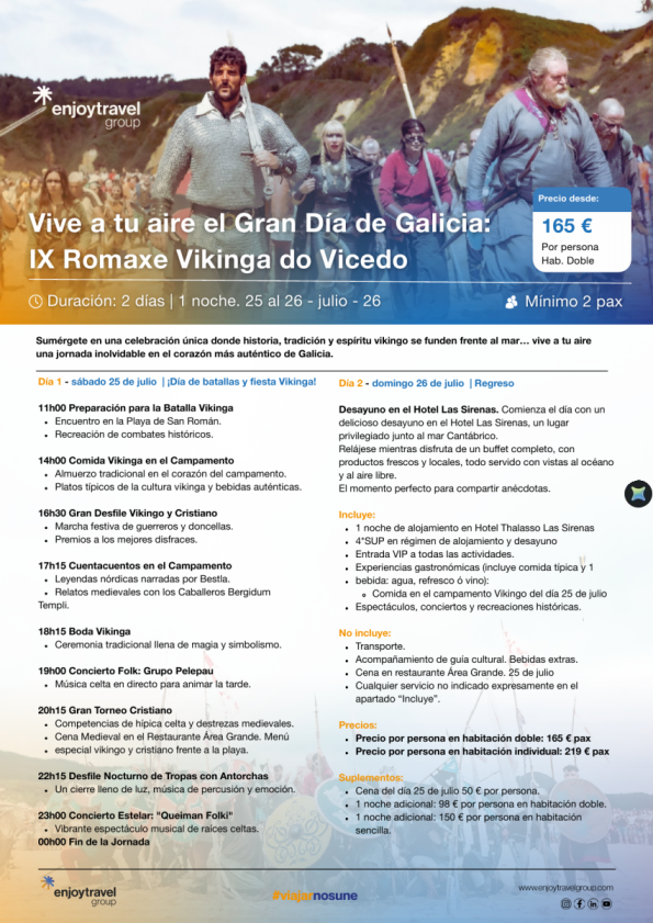 Vive a tu aire el Gran Día de Galicia: IX Romaxe Vikinga do Vicedo desde 165 &euro; 