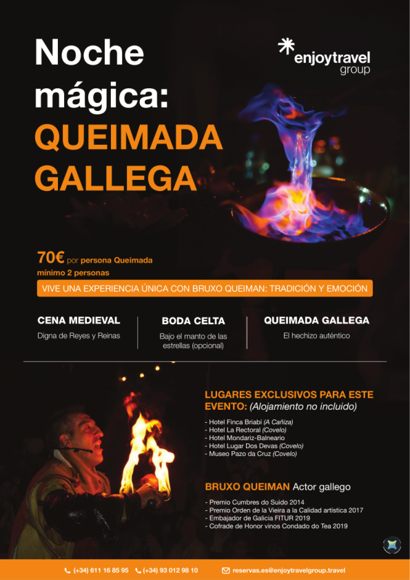 Noche mágica: Queimada Gallega con cena medieval y boda celta 70 &euro; 