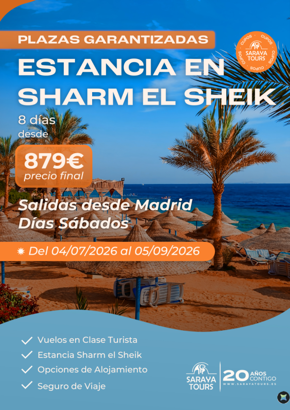 Descubre el Caribe del Mar Rojo! Estancia Sharm el Sheik: Vuelos, Alojamiento, Traslados y Seguro Incluidos