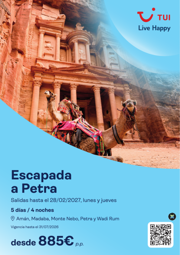 Escapada a Petra. 5 días / 4 noches. Salidas lunes y jueves hasta 28 FEB desde 885 &euro; 