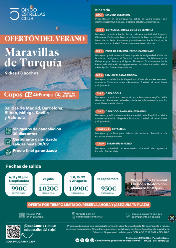 Ofertón| CUPOS Maravillas de Turquia 9d/8n desd 930 &euro; Últimas salidas verano, ver fechas. Pvp final