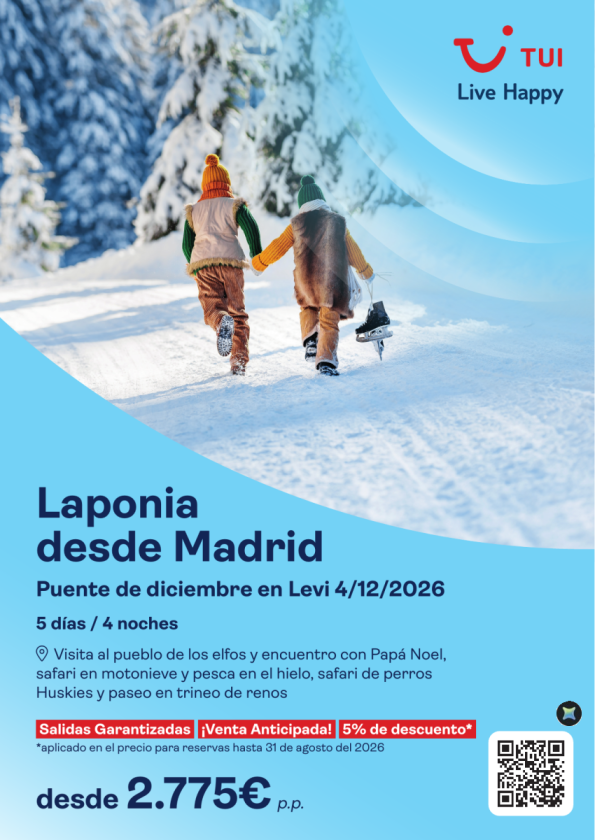 Laponia. Puente de diciembre en Levi. 5 días / 4 noches. 5% Dto VA. Salida 04 DIC desde MAD desde 2.775 &euro; 