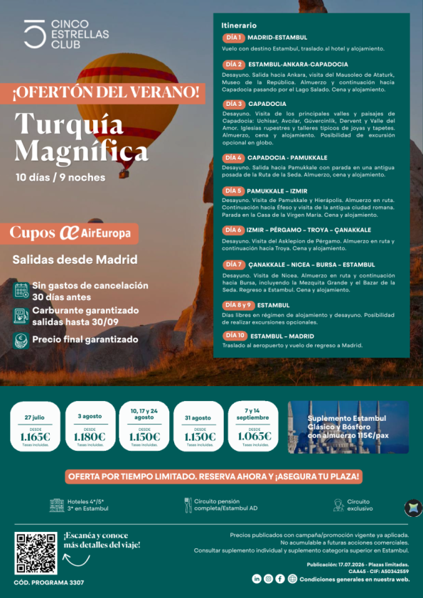 Ofertón | CUPOS Air Europa Turquia Magnifica 10d/9n desde 1.065 &euro; Última plaza 27 julio,agos y sept: 7 y 14