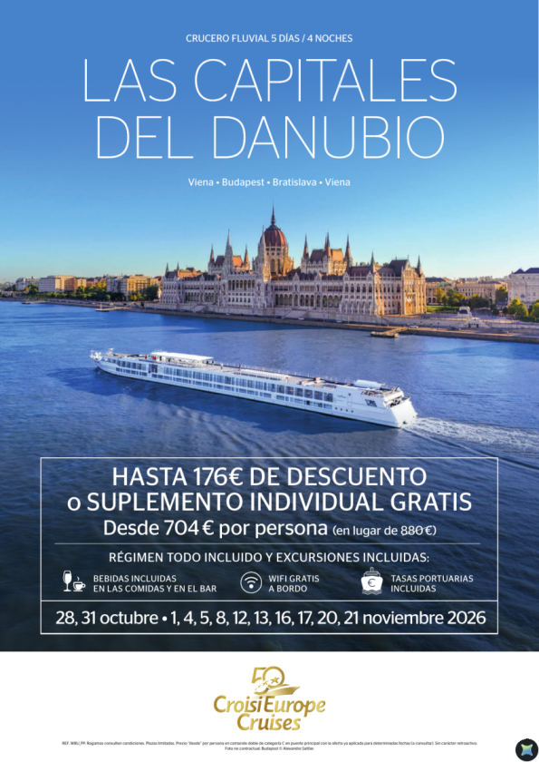 Hasta 176 &euro; DE DESCUENTO - crucero fluvial capitales del Danubio - 5 días - Todo Incluido - octubre y noviembre