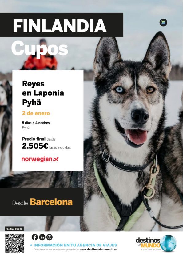 ????Reyes en Laponia Pyha desde Barcelona 5 días / 4 noches salida: 2 de enero de 2027 desde 2.505 &euro; ??CUPOS