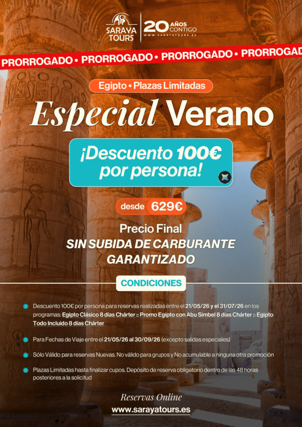?Especial VERANO Egipto *Descuento 100 &euro; p.pax* Salidas Junio a Septiembre 2026. Precio Final Garantizado.
