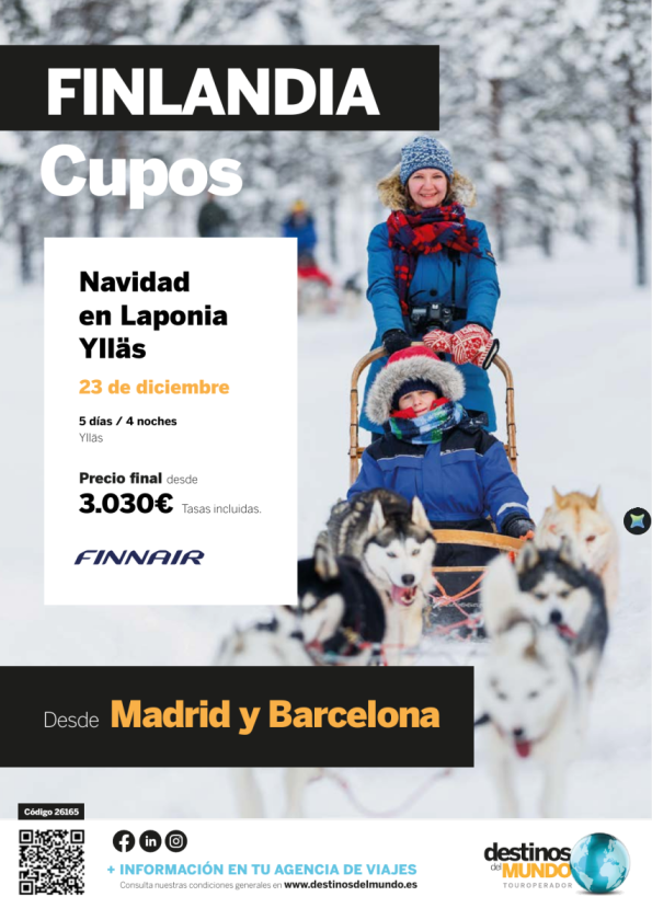 ??? CUPOS Navidad en Laponia Yllas  23-27 Dic 5 días / 4 noches origen: Madrid · Barcelona desde 3.030 &euro; 