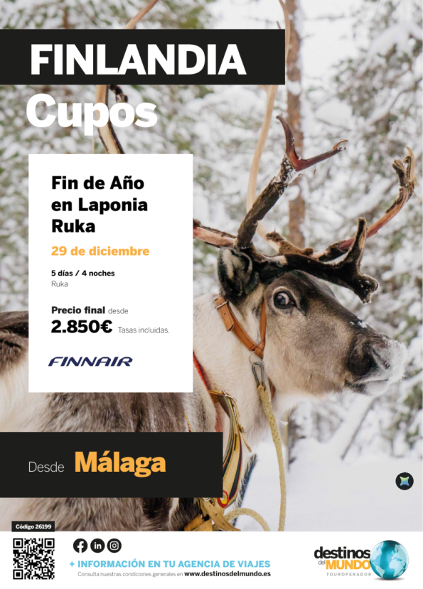 ?????Fin de año en Laponia Ruka 5 días  / 4 noches salida: 29 diciembre 2026 origen: Málaga desde 2.850 &euro; ??