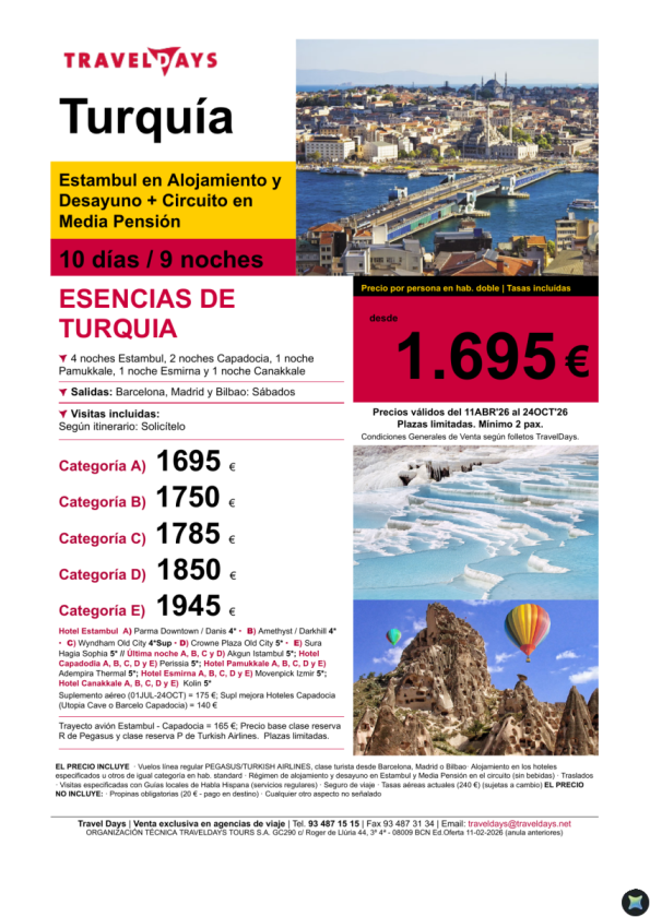 Esencias de Turquia - 10 días visitando Estambul, Capadocia, Pamukale, Efeso y Troya desde 1.695 &euro; 