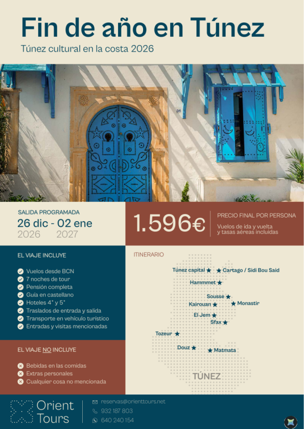 FIN DE AÑO 2026 - Túnes cultural en la costa 7 noches por 1.596 &euro; con vuelos incluidos