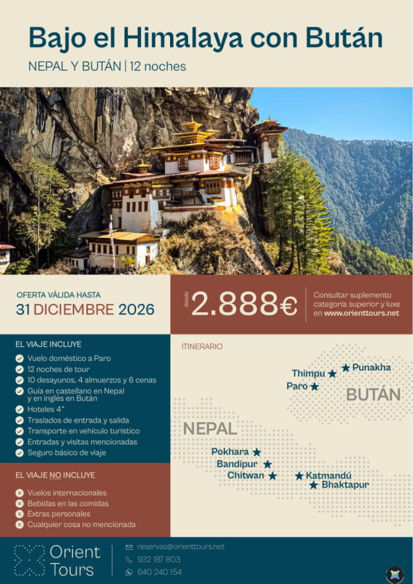 NEPAL - Bajo el Himalaya con Butan 12 noches desde 2.888 &euro; 