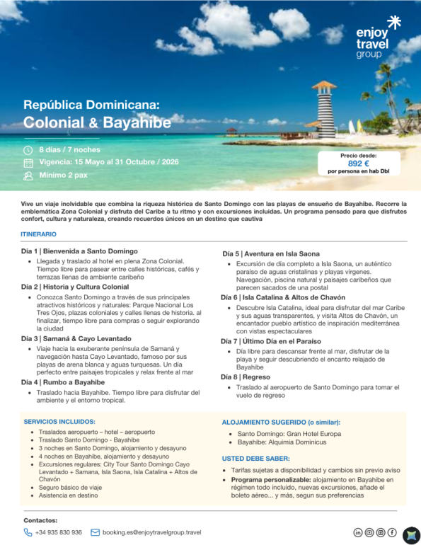 RD: Colonial & Bayahibe desde 892 &euro; 