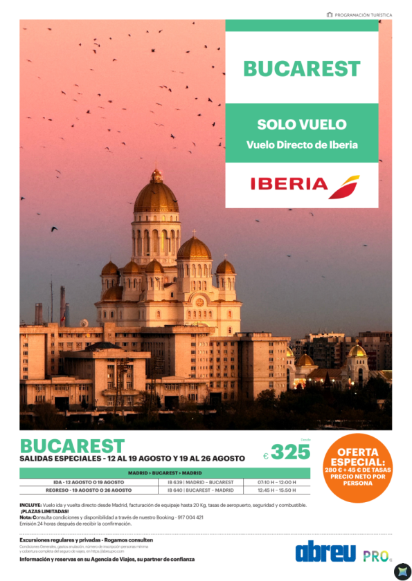 BUCAREST Sólo Vuelo - Oferta en vuelo directo