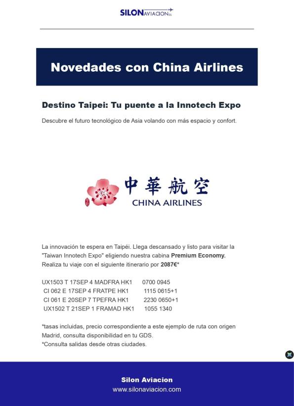 A Taipei con China Airlines