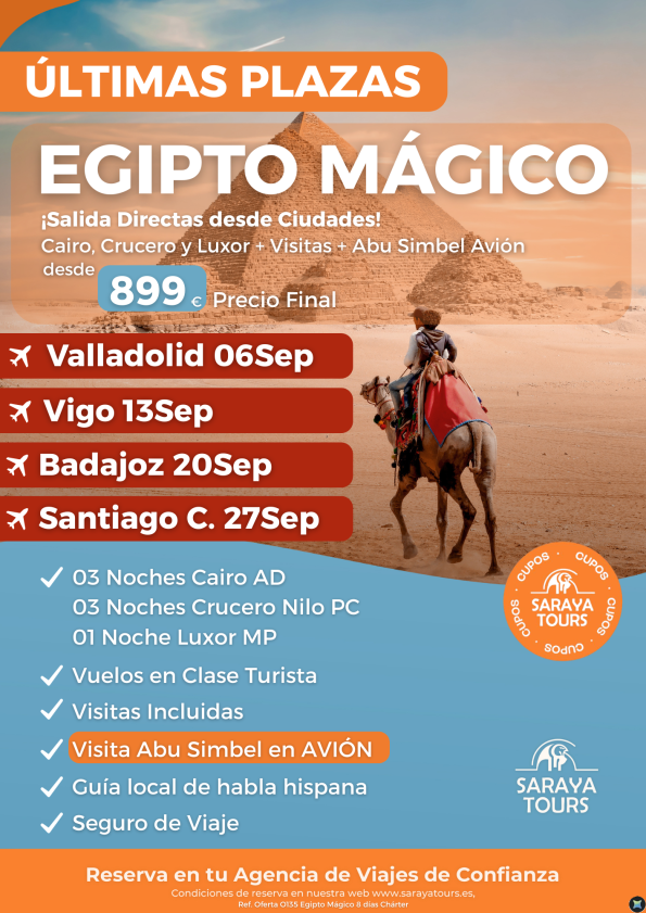 ??Últimas Plazas Especial Ciudades: Egipto Mágico con Abu Simbel en Avión desde 899 &euro; 