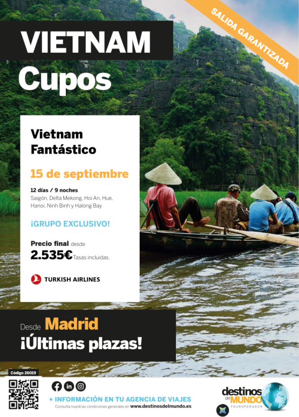 ??? CUPOS Vietnam Fantástico 12 d /9 n salidas: 15 septiembre Madrid desde 2.185 &euro; ???