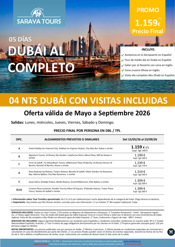Dubai al Completo y Abu Dhabi 5 días con Hotel, Traslados y Visitas Incluidas desde 1.159 &euro; hasta Sept26