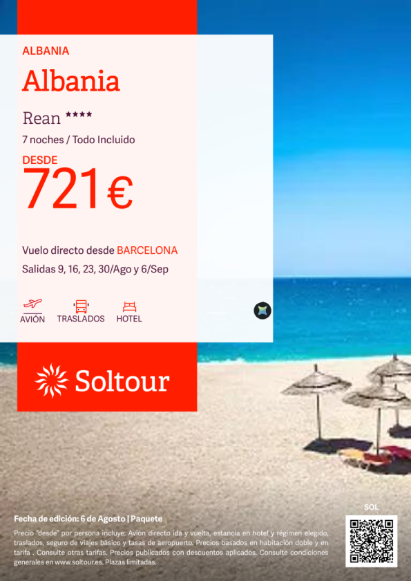 Albania en Hotel Rean desde 721 &euro; , salidas 9, 16, 23, 30 Agosto y 6 Septiembre desde Barcelona