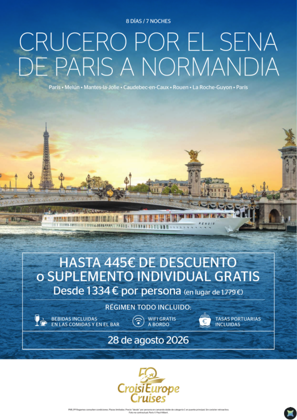 Hasta 445 &euro; DESCUENTO Crucero La historia de Francia desde París a Normandia 8 dias/ 7 noches