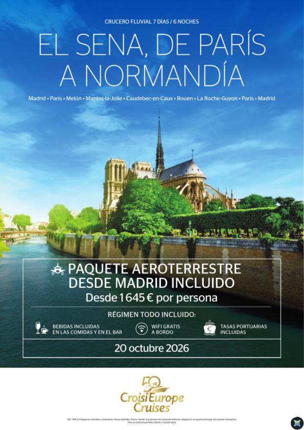 Vuelos INCLUIDOS de Madrid - crucero fluvial por el Sena de París a Normandía - 7 días - todo Incluido - 20/10