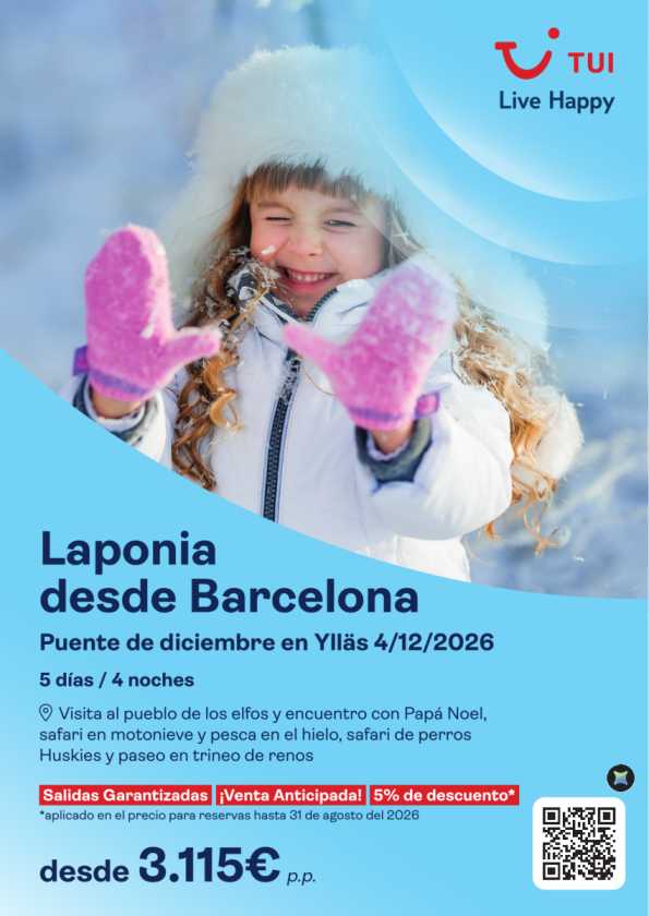 Laponia. Puente de diciembre en Ylläs. 5d/4n. Salida 04 DIC desde BCN. V.A. 5% dto. Desde 3.115 &euro; 
