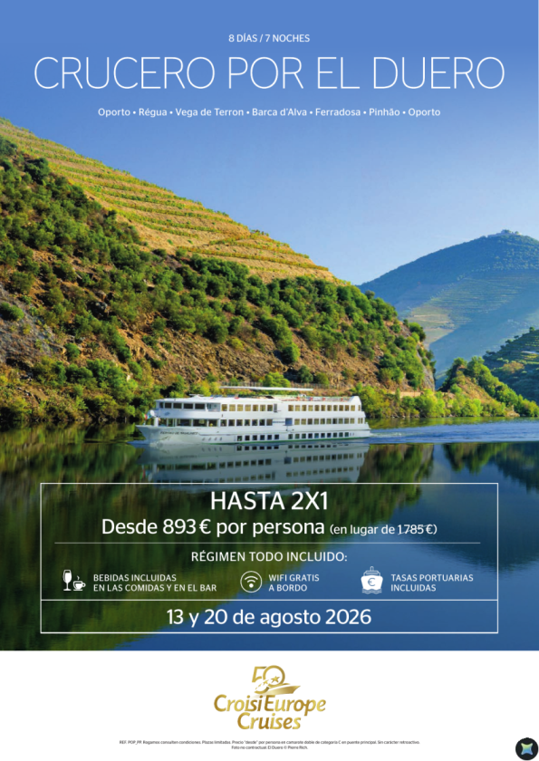 DESDE 893 &euro; CRUCERO por el Duero 8 dias/7 noches