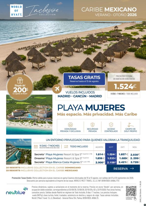 Última oportunidad Tasas Gratis. Playa Mujeres (MEX)  desde 1.524 &euro; 