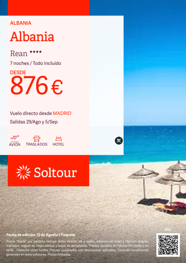 Albania en Hotel Rean desde 876 &euro; , salidas 29 Agosto y 5 Septiembre desde Madrid