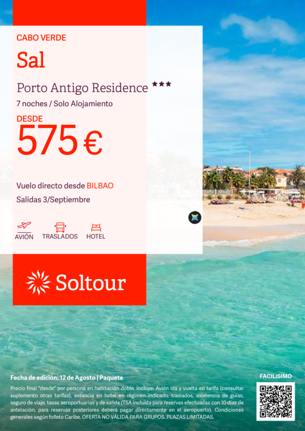 Isla de Sal (Cabo Verde) en Porto Antigo Residence desde 575 &euro; , salida 3 Septiembre desde Bilbao