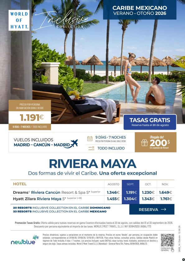Riviera Maya 9D/7N desde 1.191 &euro; T.I - ??incluidos desde MAD - Salidas inmediatas y otoño. Tasas Gratis hasta 20/08