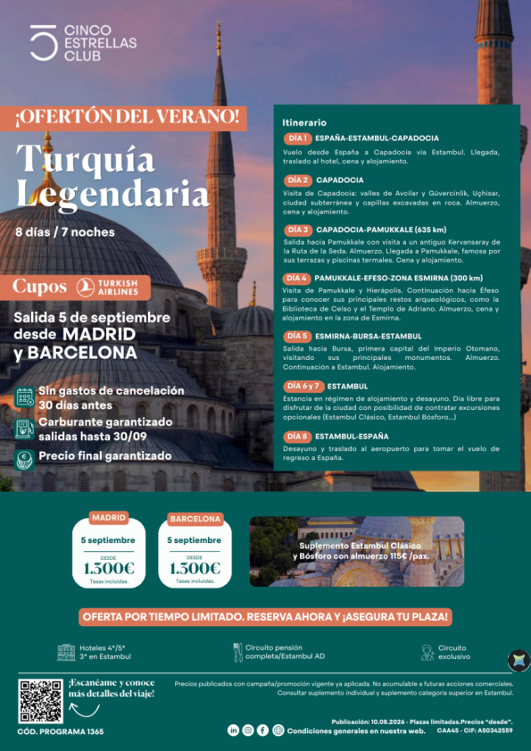 Ofertón Verano Últimas Plazas | Cupos TK | Turquia Legendaria 8d/7n dsd 1.300 &euro; sal.05 de Sept.dsd Mad y BCN