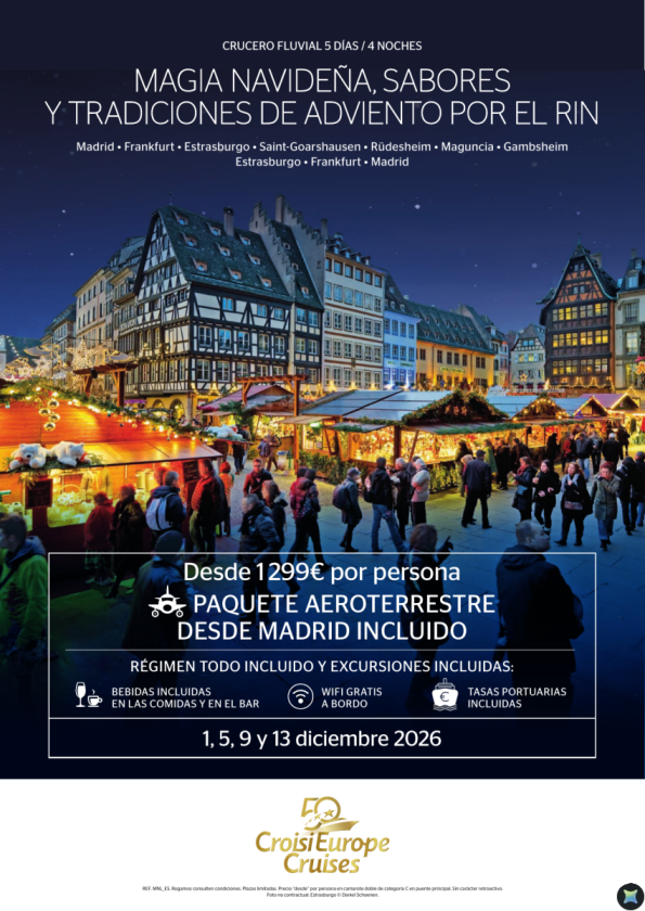 Vuelos INCLUIDOS desde Madrid - Crucero  Magia navideña  por el Rin- 5 dias- Todo incluido - diciembre