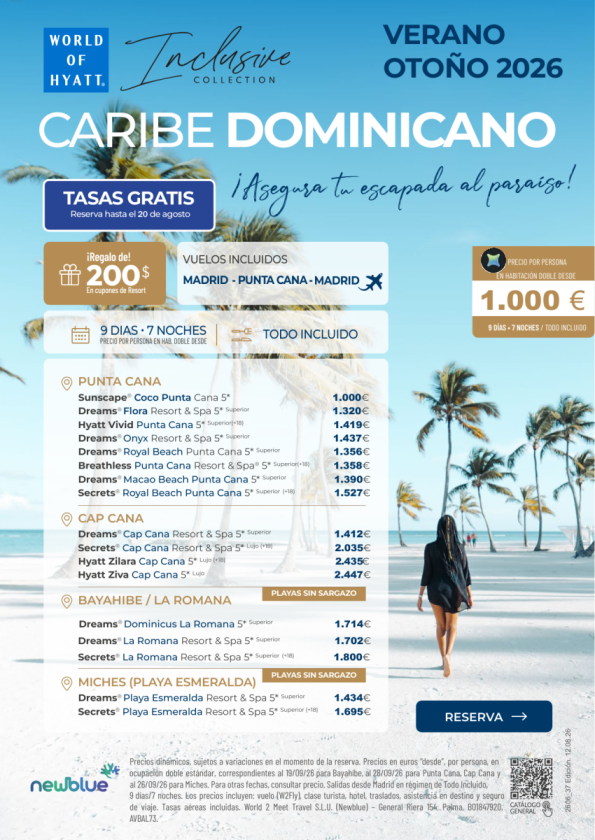 Caribe Dominicano en septiembre: tasas gratis y T.I desde 1.000 &euro; 