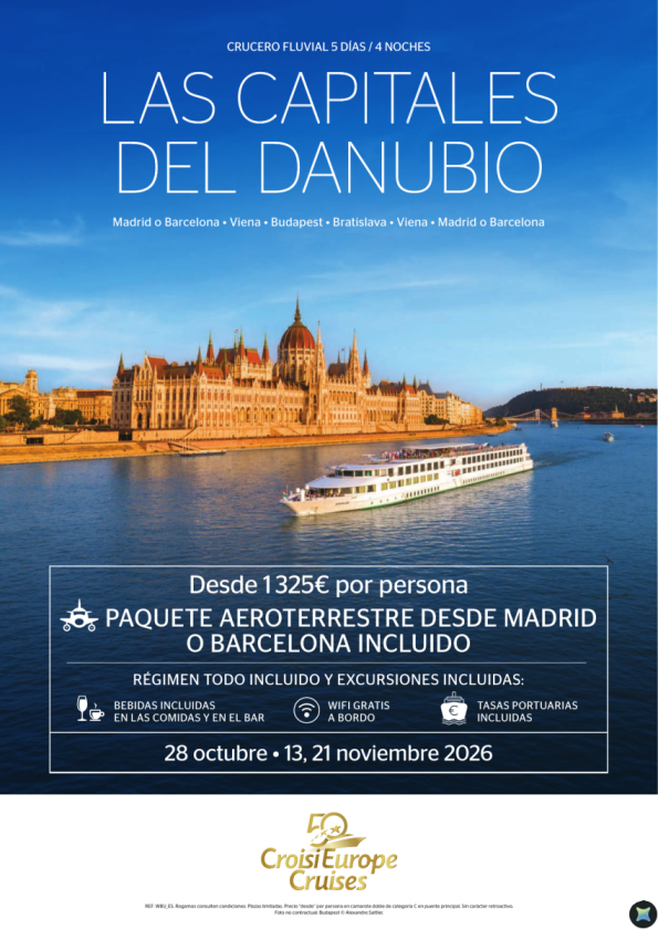 Vuelos INCLUIDOS Madrid o Barcelona  Crucero Las capitales danubianas - 5 dias- 28 octubre / 13 y 21 noviembre