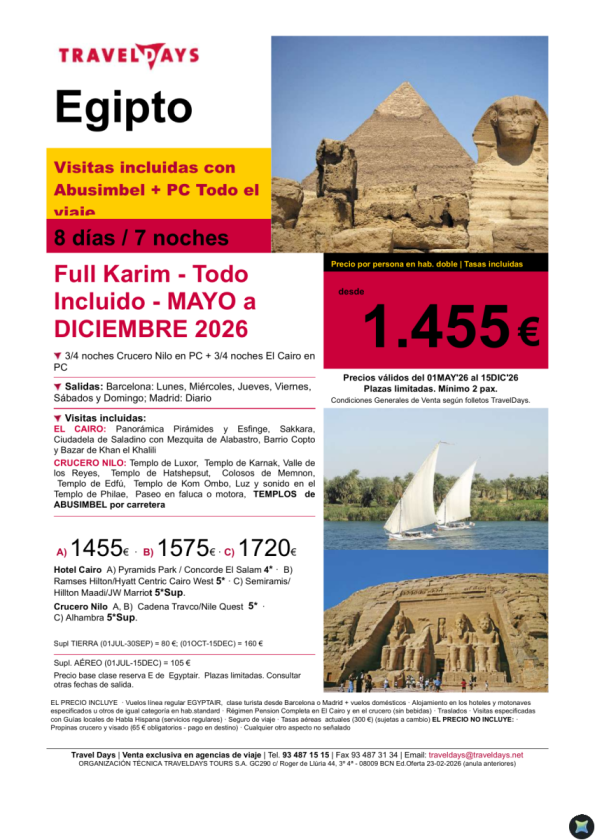 Egipto - Full Karim 8d/7n Todo Incluido - Precio desde 1455 &euro; 