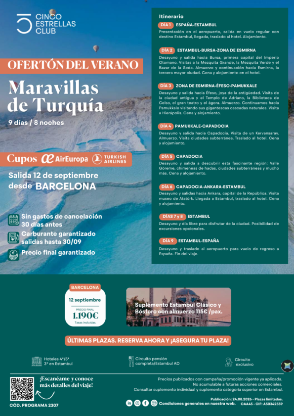Últimas Plazas - ofertón|Cupos UX Maravillas de Turquia 9d/8n , pvp 1.190 &euro; sal.12 septiembre dsd BARCELONA
