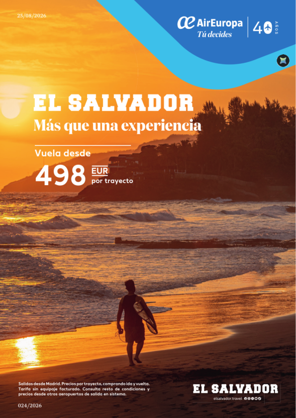 Nueva ruta Madrid- El Salvador con 3 frecuencias semanales a partir del 18 de Diciembre