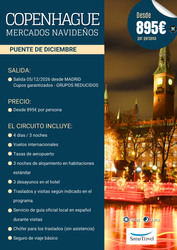 Copenhague en Navidad: 4 días 3 nchs +visitas [Salida Puente de Diciembre - MAD] Cupos garantizados.Desde 895 &euro; 