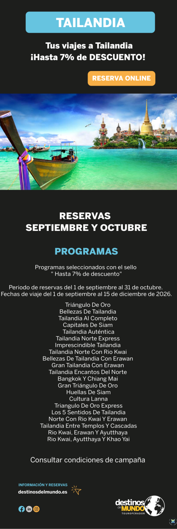 ??? PROMO TAILANDIA Hasta 7 % de descuento ¡reserva hasta el 31 de octubre y viaja hasta diciembre! ???
