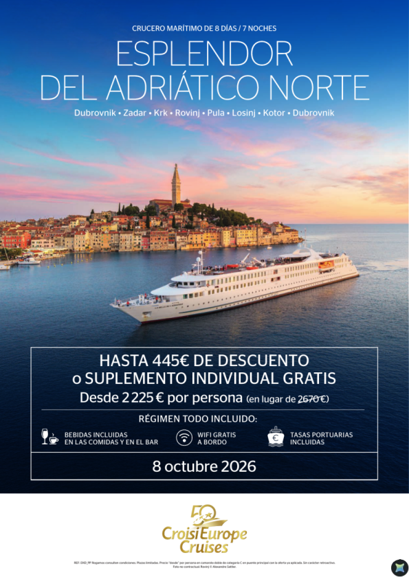 Hasta 445 &euro; DESCUENTO Crucero esplendor del Adriático norte 8 dias/ 7 noches - Todo incluido - 8 octubre