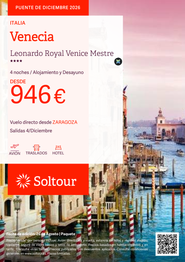 Venecia - Puente de Diciembre desde 946 &euro; , salida 4 de Diciembre desde Zaragoza