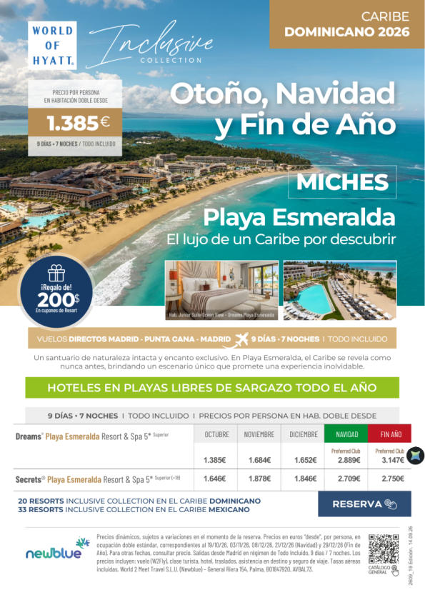 Playa Esmeralda, MICHES: Otoño, Navidad y Fin de Año. Caribe Dominincano sin sargazo desde 1.385 &euro; 
