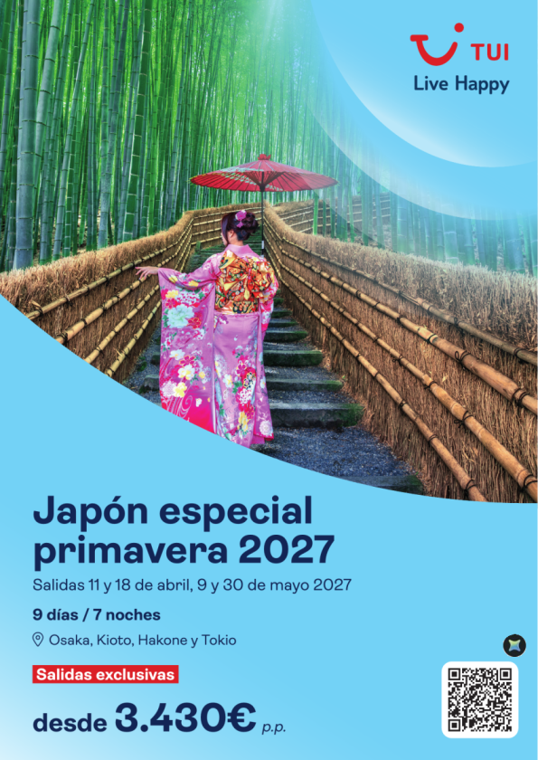 Japón Especial Primavera 2027. 9 días / 7 noches. Salidas Exclusivas desde 3.430 &euro; 