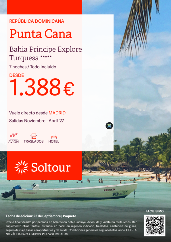 Punta Cana en Bahia Principe Explore Turquesa desde 1.388 &euro; , salidas de Noviembre - Abril desde Madrid