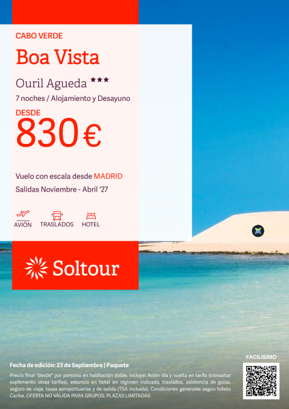Isla de Boa Vista (Cabo Verde) en Ouril Agueda desde 830 &euro; , salidas de Noviembre - Abril desde Madrid